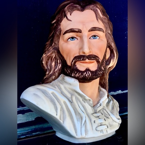 Vintage 1983 Antique 8" HOMCO Masterpiece Figural Ceramic JESUS CHRIST Bust - Picture 9 of 10